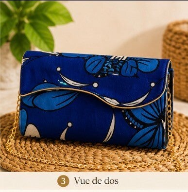 Sac à main en tissu wax bleu – Élégance & authenticité