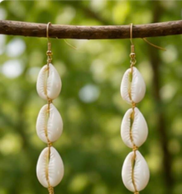 Boucles d’oreilles Trio de Cauris 🤍