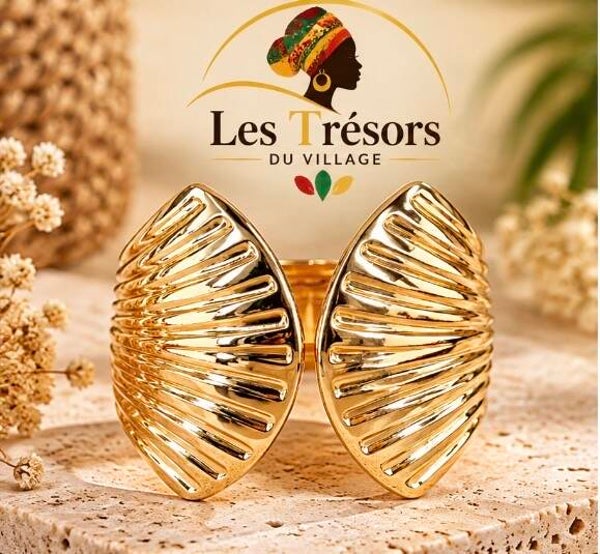 Bracelet manchette doré – effet éventail ✨