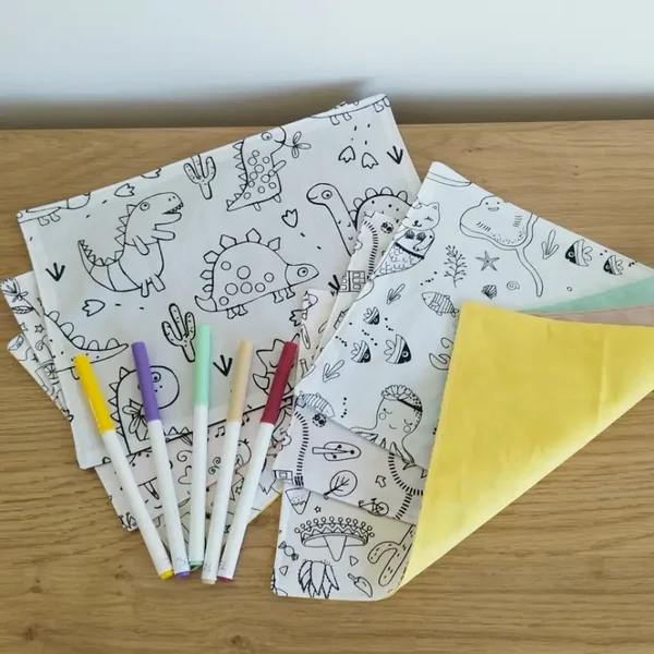 Set de table à colorier lavable et réutilisable pour enfants