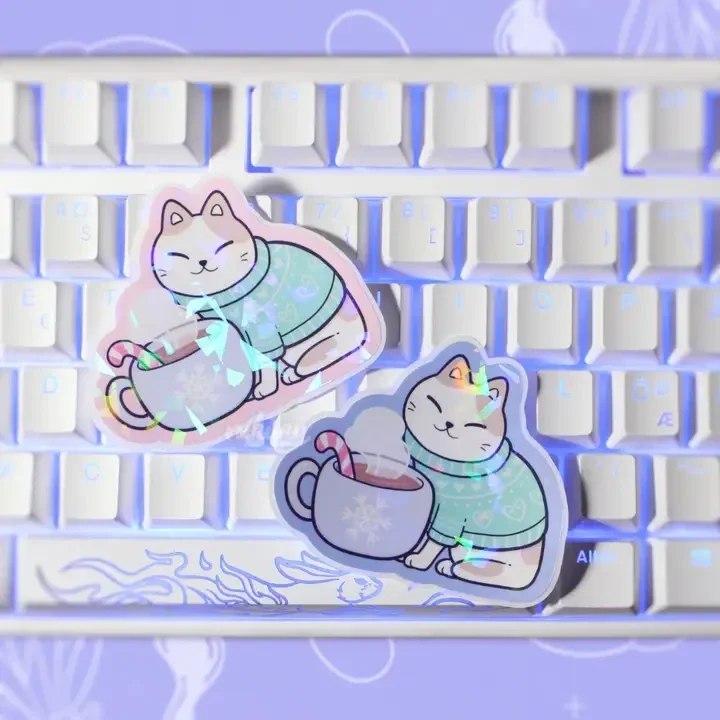 Autocollant holographique - Chaton en Pull