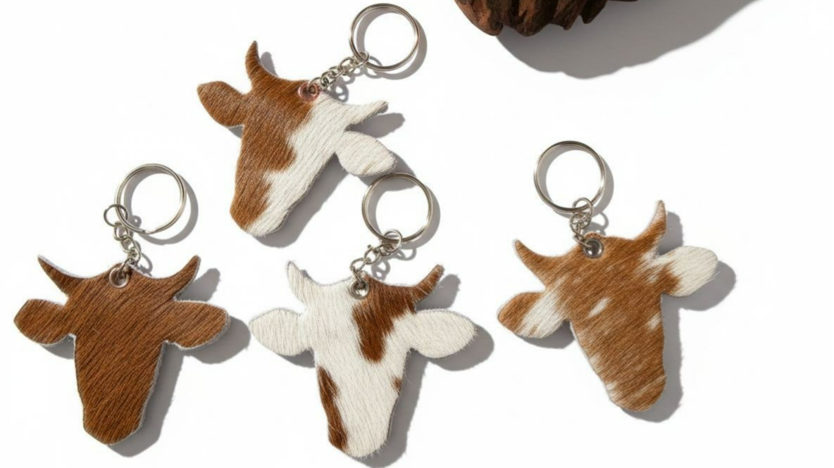Cowhide keychains