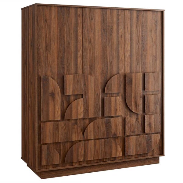 Bulwark 3-Door Wardrobe Closet in Walnut