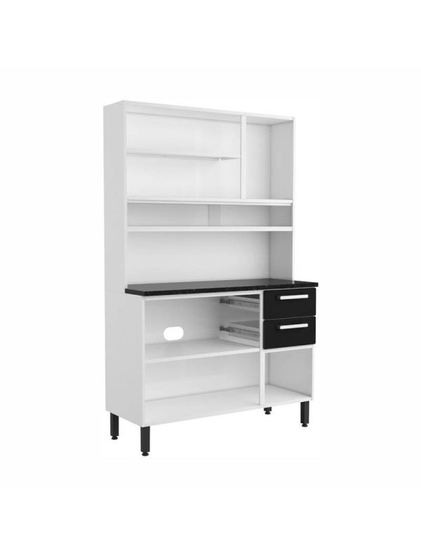 BERTOLINI KITCHEN FREE-STANDING UNIT + COUNTER - 1.2M BLACK & WHITE FINISH -
