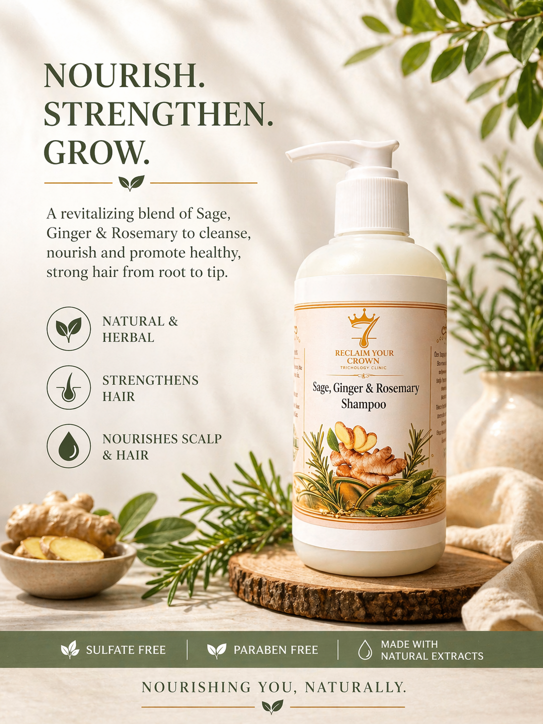 Sage, Ginger & Rosemary Shampoo-8 oz