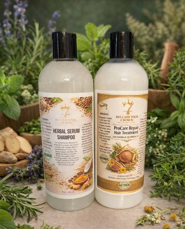 Herbal Serum Shampoo & ProCare Repair Hair Treatment Set- 8 oz