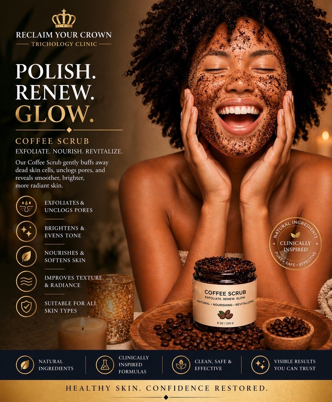 Coffee Exfoliating Face & Body Scrub- 8oz