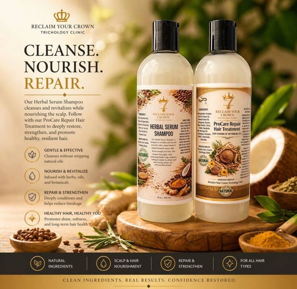 Herbal Serum Shampoo & ProCare Repair Hair Treatment Set- 8 oz