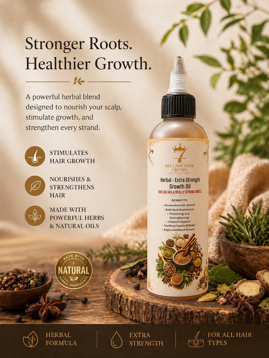 Herbal - Extra Strength Growth Oil- 4oz
