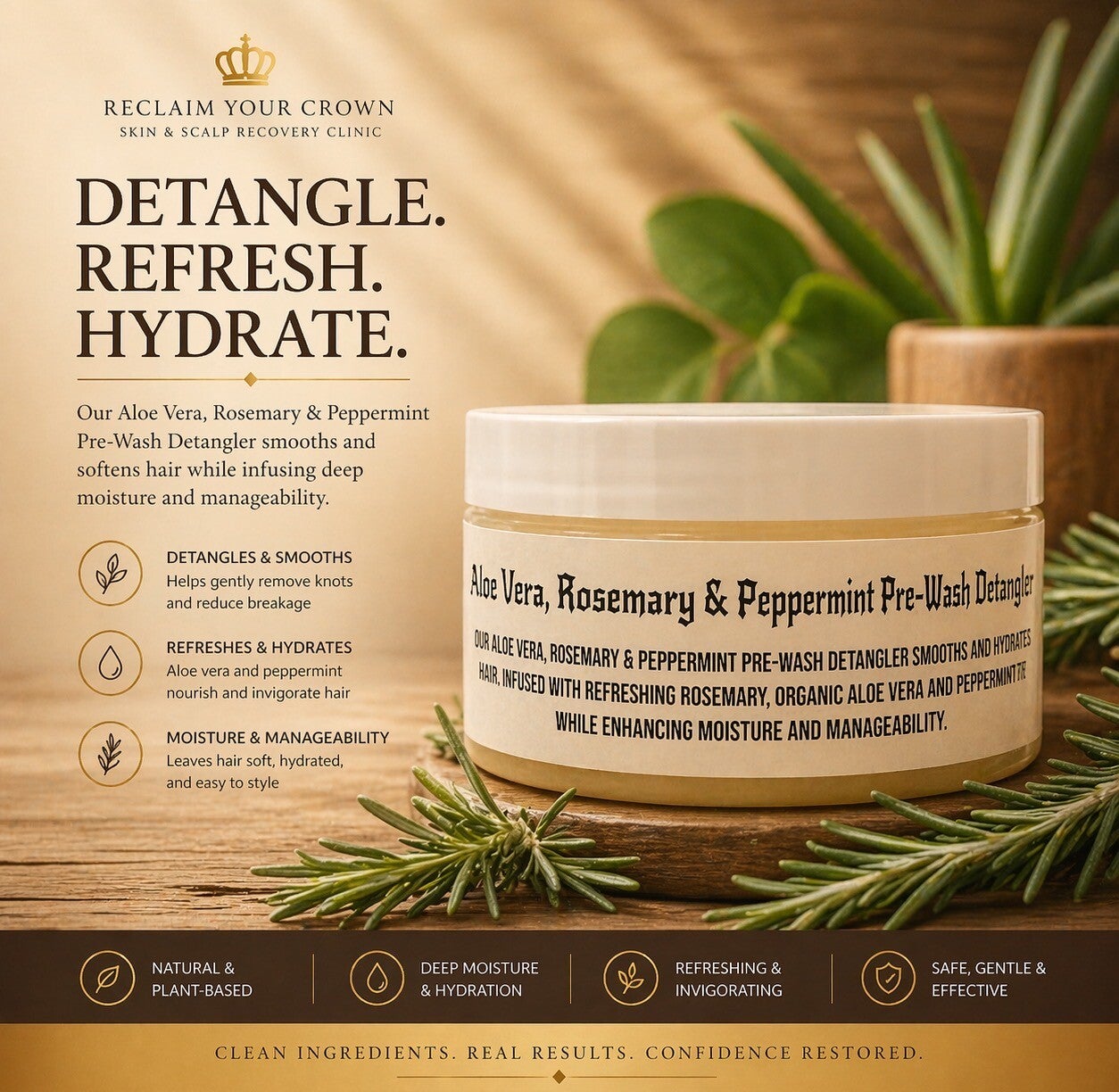 Aloe Vera, Rosemary & Peppermint Pre-wash Detangler- 8oz