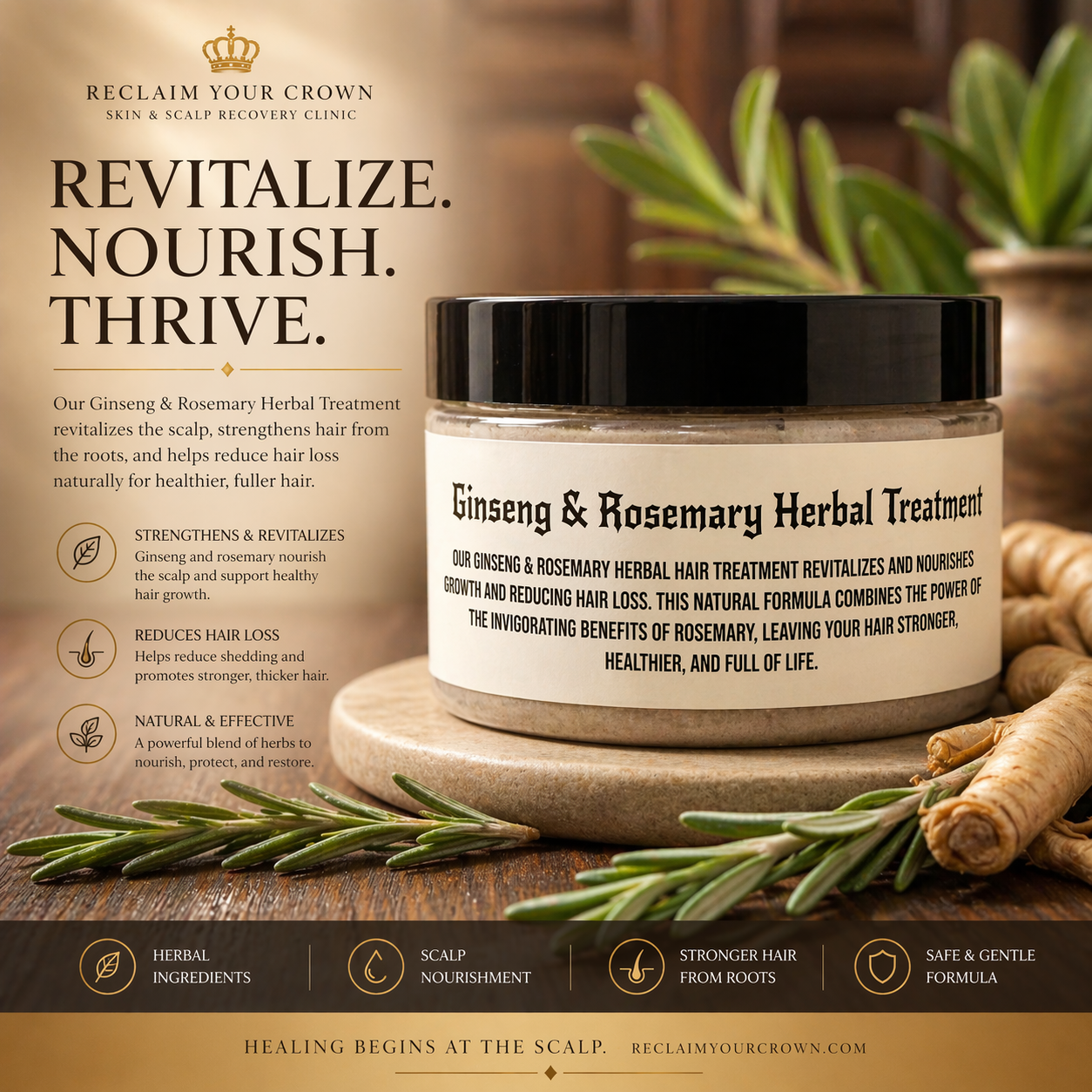 Ginseng & Rosemary Herbal Treatment- 8 oz