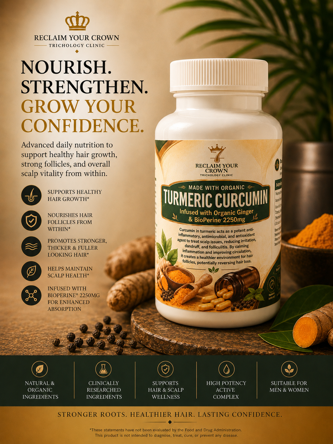 Turmeric Curcumin, infused with organic ginger and BioPerine