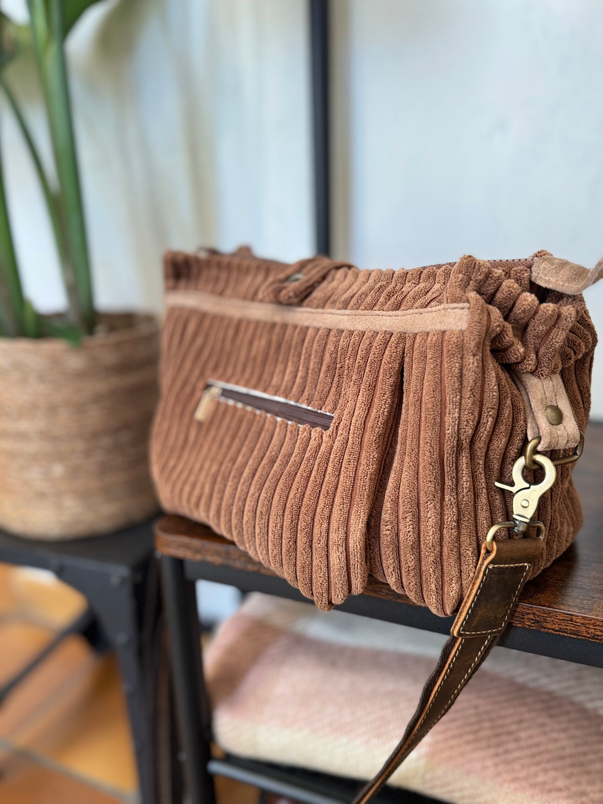 Sac Velours grosses côtes Marron