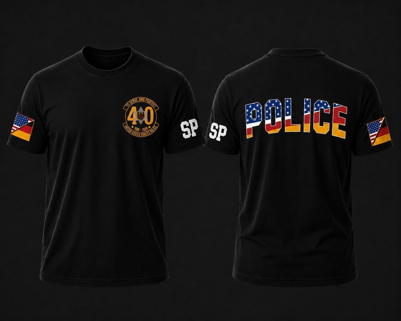 40th Anniversary Black T-Shirt (Flag Back)