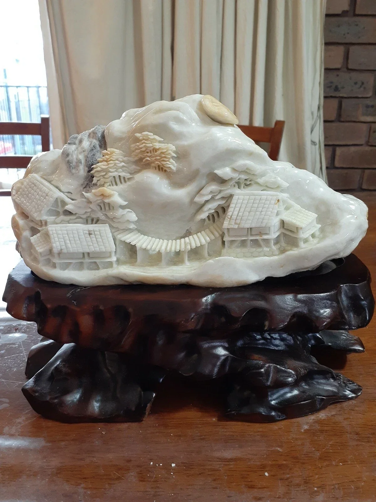 Natural Oil 3 color Jade HandCarved Wealth mountain Statue with certification