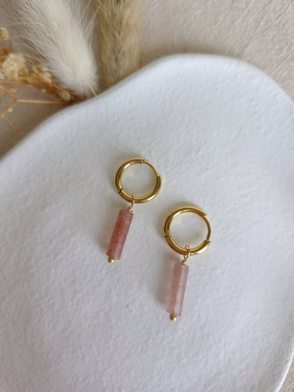 Boucles d'oreilles Penny Quartz Fraise