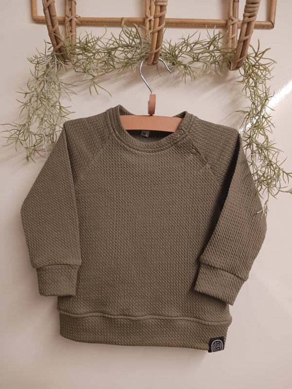 Kaki groene kabelsweater