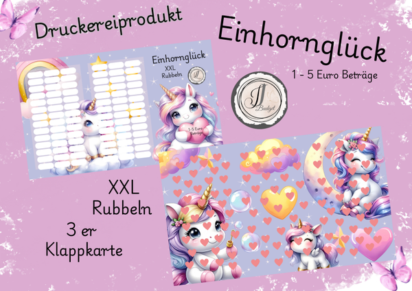 XXL Rubbeln - Einhornglück  - 3 er Klappkarte aus der Druckerei