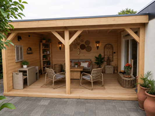 Douglas overkapping aan huis