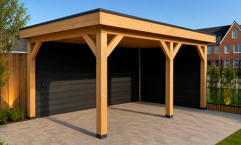 Douglas overkapping 5x3 Basic-Line achterwand en zijwand