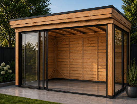 Overkapping 4x3 met glas voorzijde en zijkant Douglas rabat