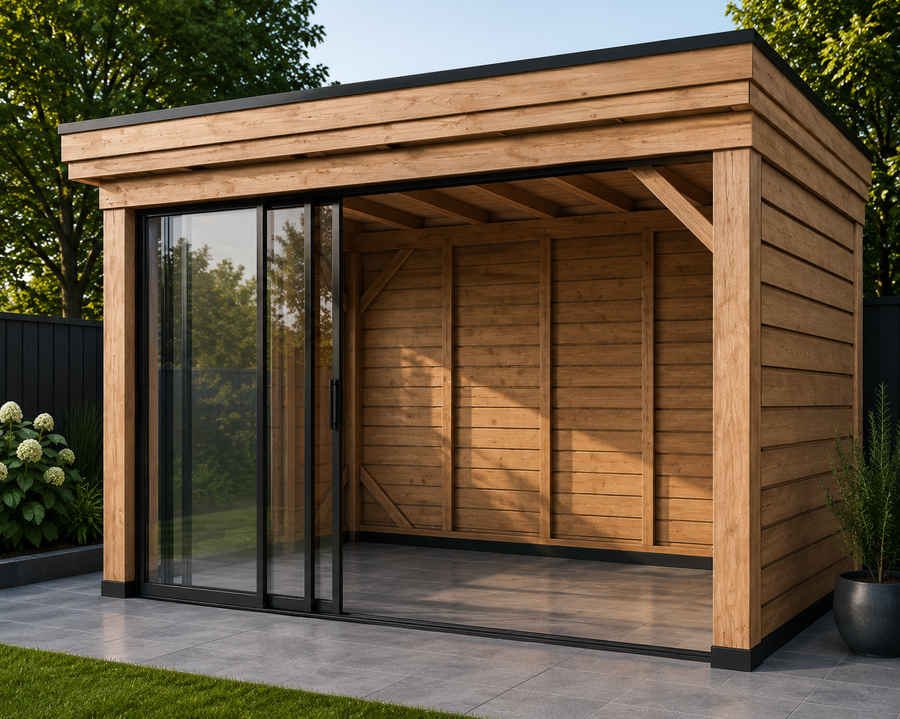 Douglas overkapping 4x3 Comfort-Line glas voorzijde Douglas rabat