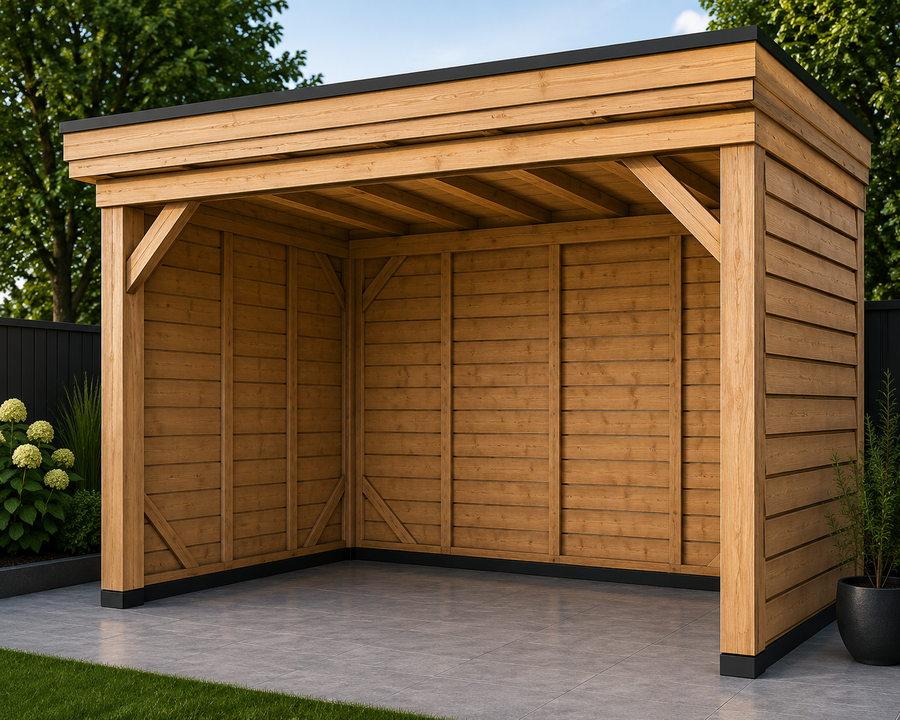 Douglas overkapping 4x3 Comfort-Line achterwand zijwanden Douglas rabat
