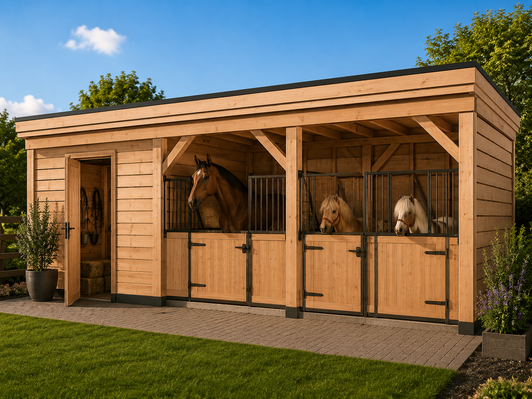 Paardenstal met schuur