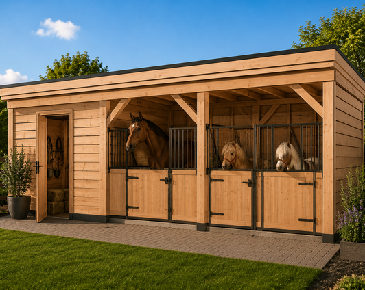 Paardenstal met schuur