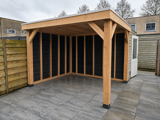 Echte Douglas overkapping plat dak 3x3