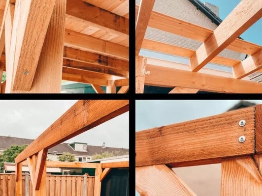 Details van Douglas balken en verbindingen