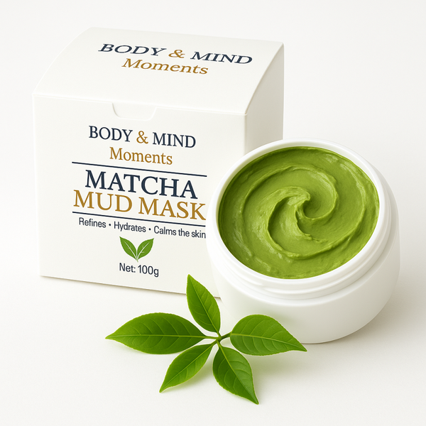 Body & Mind Moments - Matcha Moddermasker 100 ml - Detox Klei Gezichtsmasker - Hyaluronzuur - Niacinamide - Vegan - Acne huid - Hydrateren - Skincare - Onzuivere huid puistjes - Droge huid - Matcha natuurlijke huidverzorging - Moddermasker - Gezicht