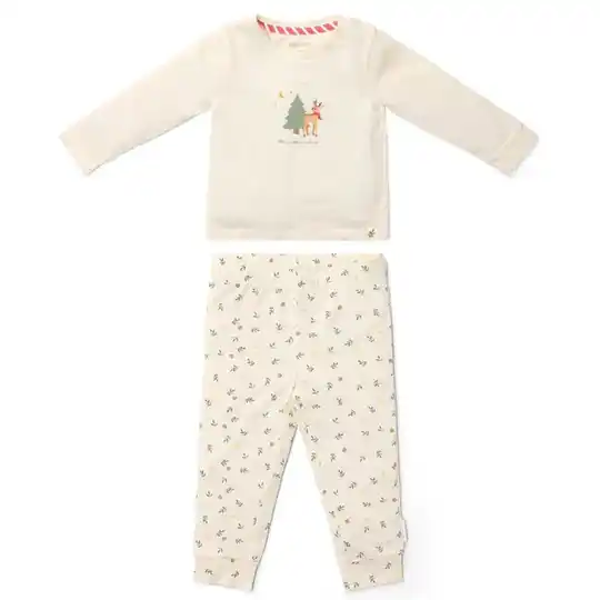 Tweedelige kerst pyjama – Beige