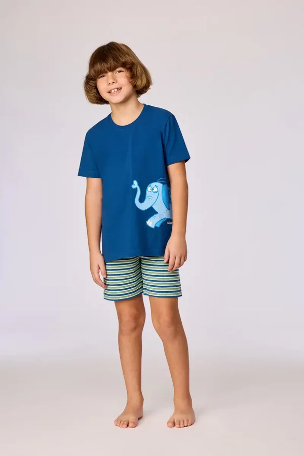 Blauwe pyjama van soepel katoen