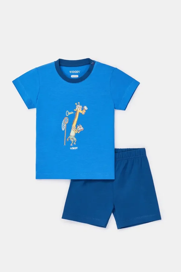 Blauwe pyjama van soepel katoen