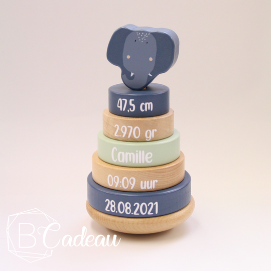 Houten stapeltoren - Mrs. Elephant