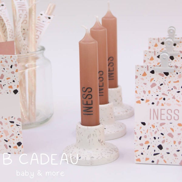 Dinnerkaars in tarrazzo houder