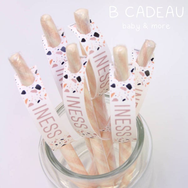 Zuurstokken met tarrazzo label