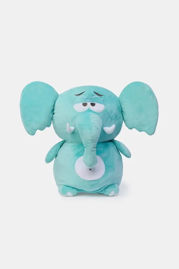 Grote olifant knuffel roze/blauw van velours