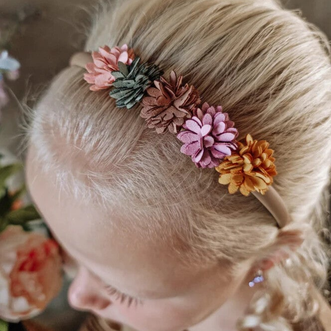 Diadeem met leder bloemen