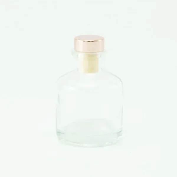 Flesje transparant met roos dopje