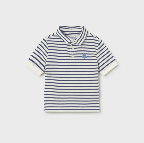Embroidered striped polo shirt