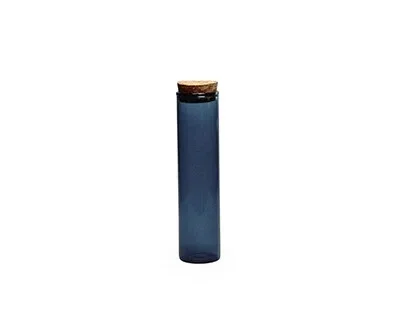 Glazen tube met kurk dop - silver blue