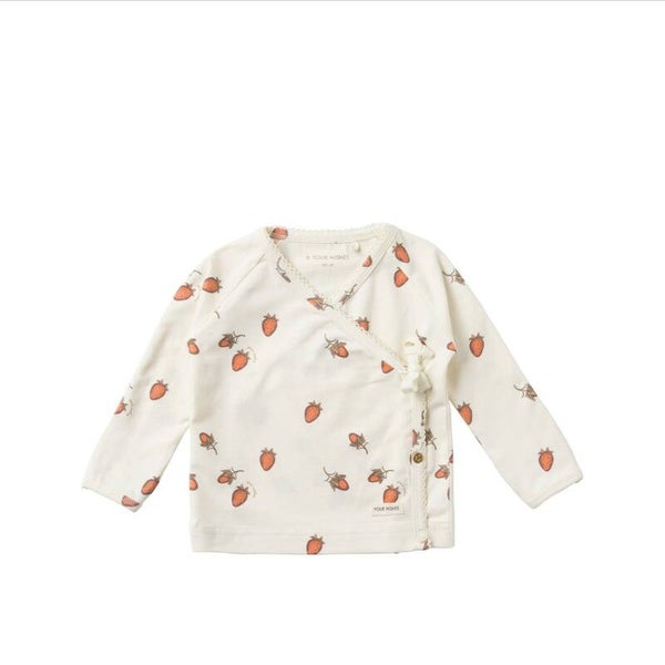 Wrap Cuff Cardigan | Strawberry | Antique White