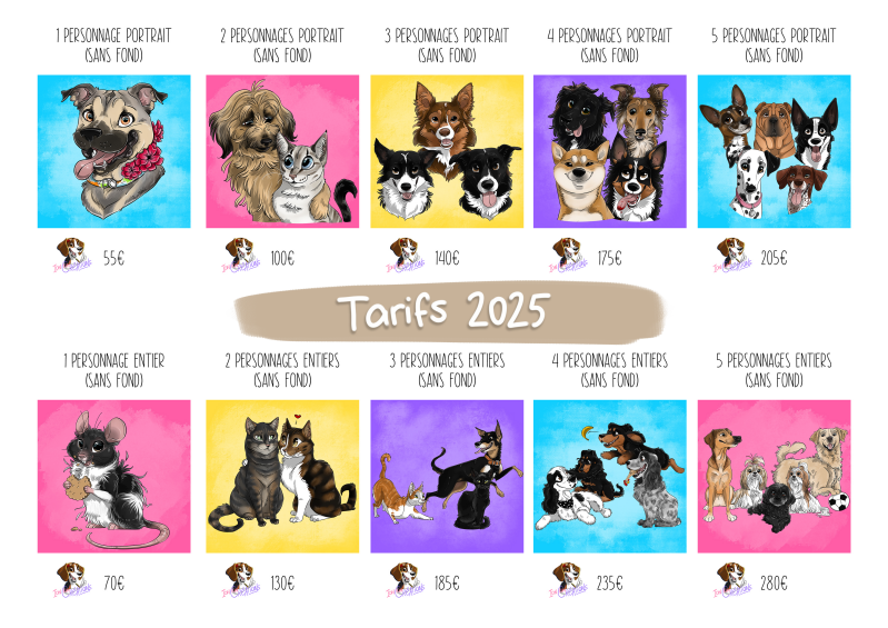 tarifs pour transformer votre animal en cartoon.