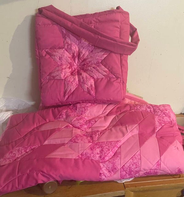 Boy and girl baby quilts with diaper bag