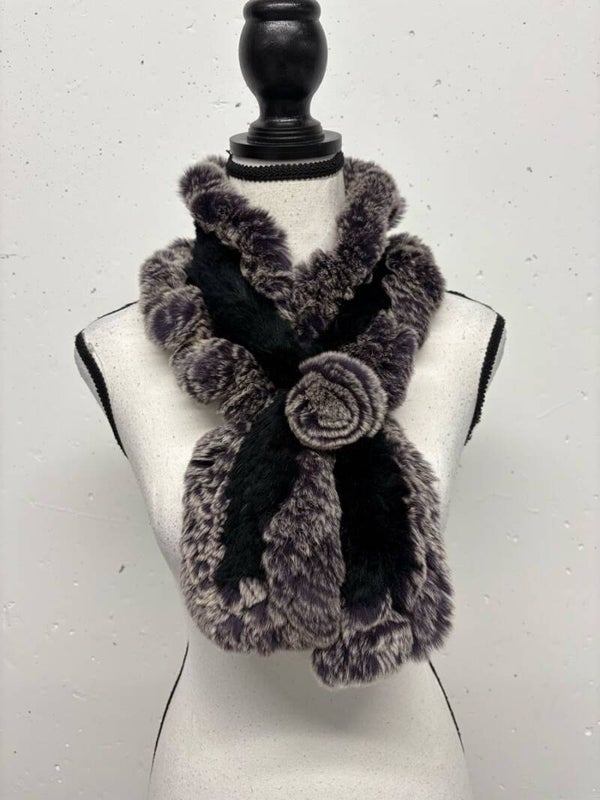 PASSIGATTI Pelzkragen Echtfell schwarz/grau/lila