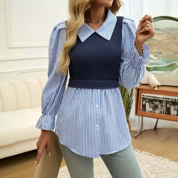 Blousse à rayure bleu