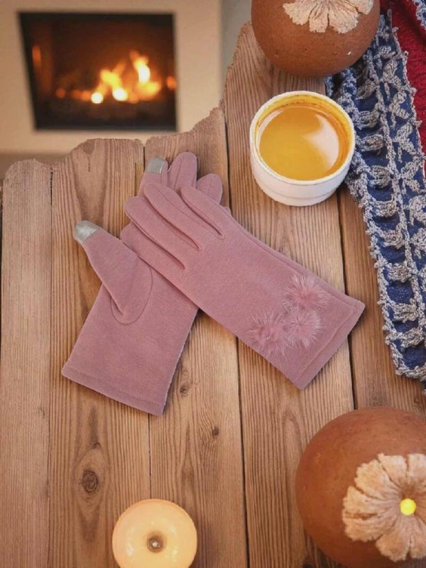 Gants motif 3 pompons adaptées pour écran plusieurs coloris