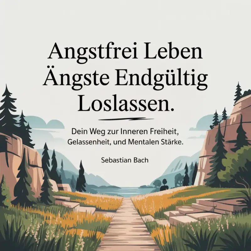 Cover des Hörbuchs „Angstfrei leben – Ängste endgültig loslassen“ von Sebastian Bach. Eine glückliche, barfüßige Frau in einem weißen Kleid rennt mit ausgebreiteten Armen einen sandigen Weg entlang. Ein großer, leuchtender Pfeil über ihr zeigt nach vorne 
